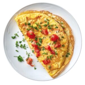 Onion Cheese Tomato Omelette with 3 Eggs+ Toast+ Fries